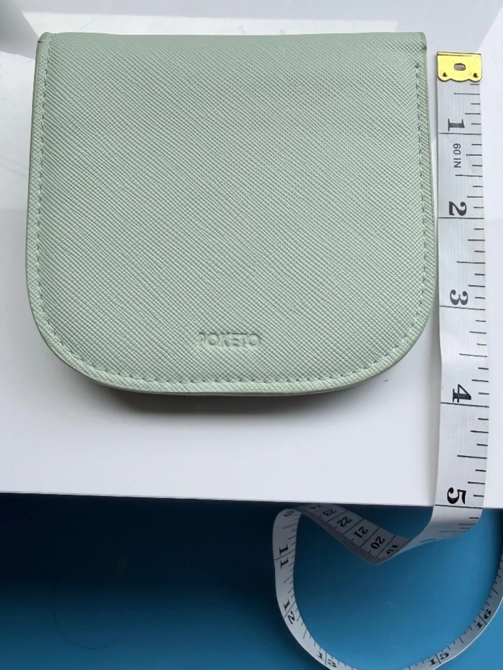 Poketo Vegan Saffiano Leather Dome Wallet In Mint - Picture 4 of 10